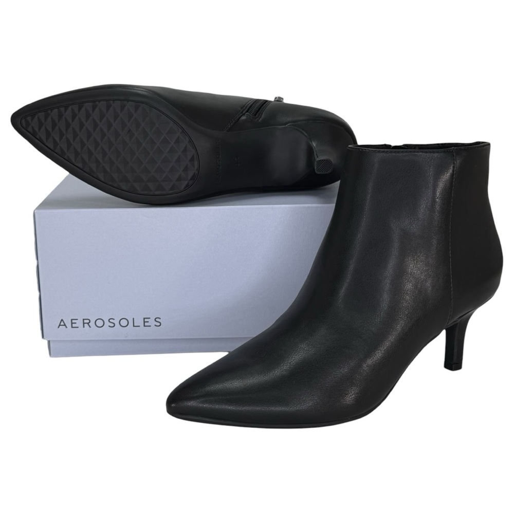 Aerosoles Edith Black Faux Leather Womens Booties Size 8.5M - Picture 13 of 14